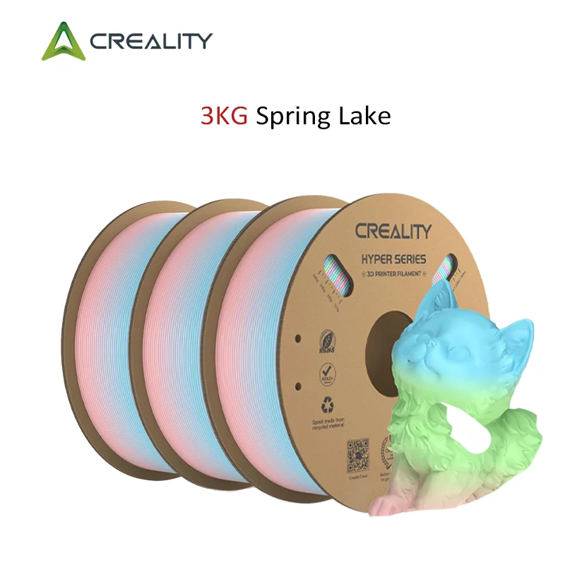 

3 Rolls Creality Hyper PLA Rainbow Filament 1.75mm 3KG Hyper PLA 3D Filaments High Speed&Interlayer Strength Printing Filaments