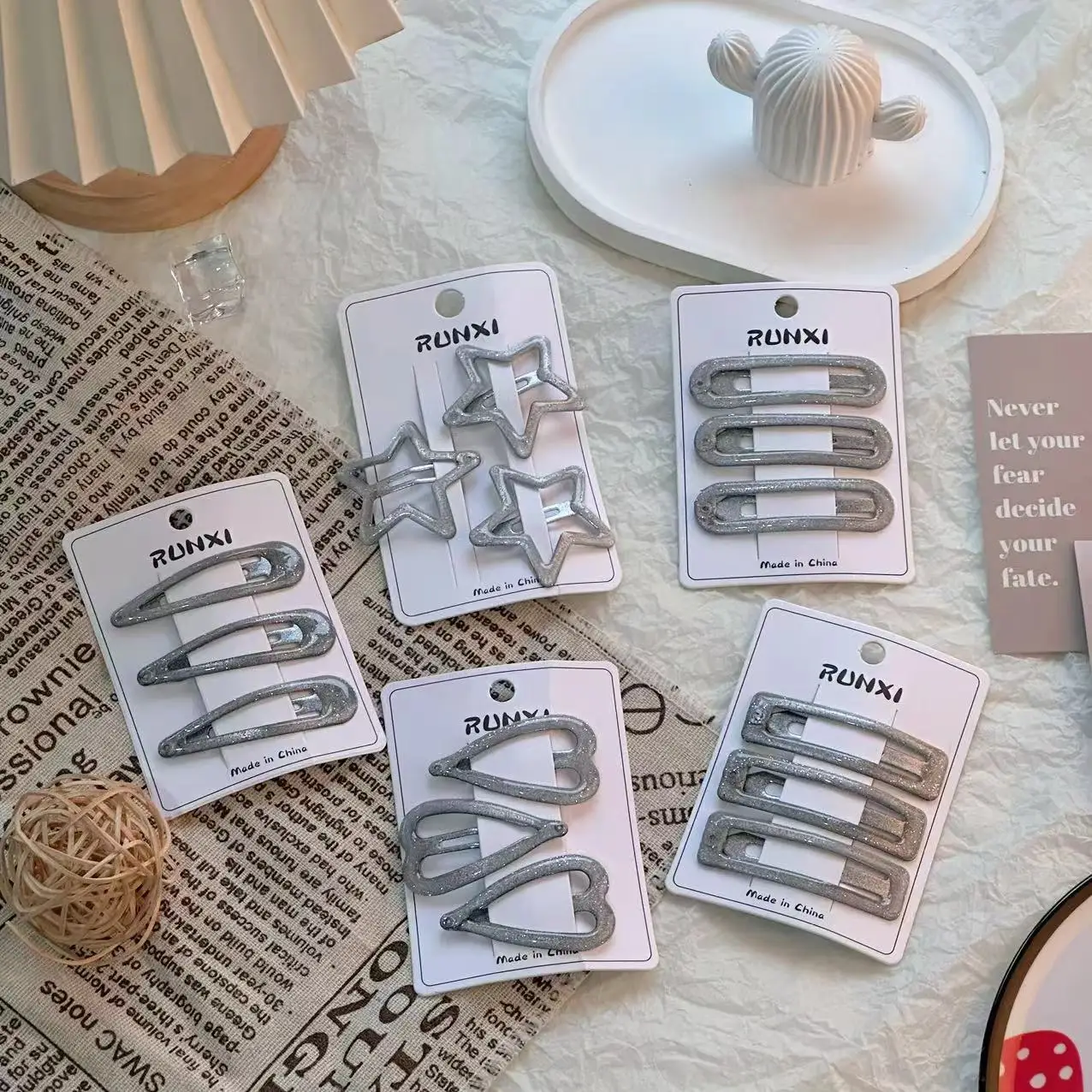 New silver shiny star hairpin love bb clip female versatile hot sale manufacturer wholesale