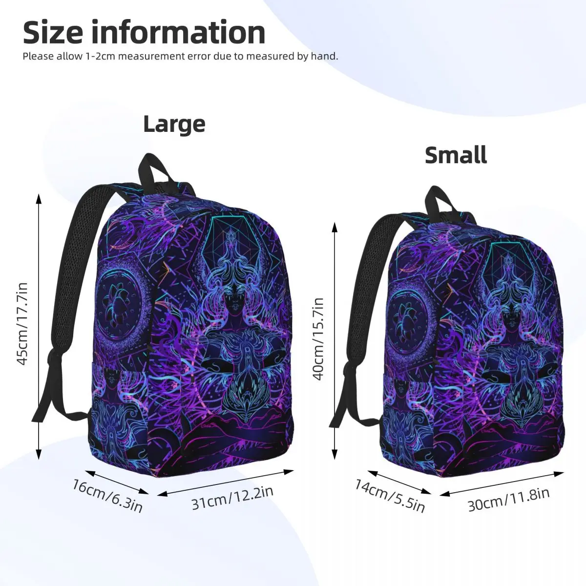 India Mandala Zen Buddha Backpack Middle High College School Student Mandala Psychedelic Bookbag Teens Canvas Daypack Travel