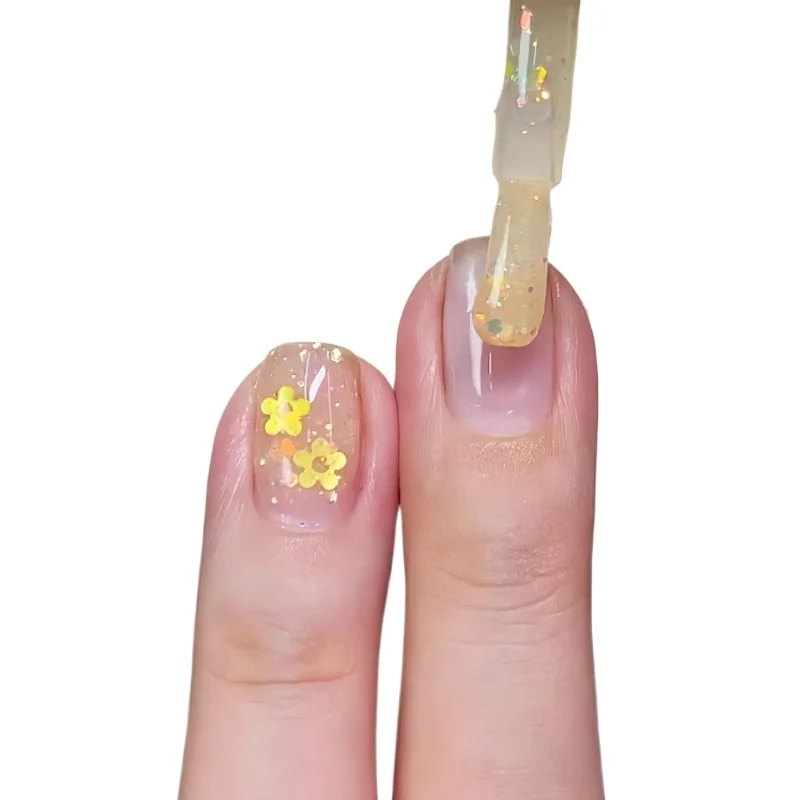 

История маленьких желтых цветов, осенние и зимние блестки, лак для ногтей 2, без выпечки, быстросохнущий и стойкий.