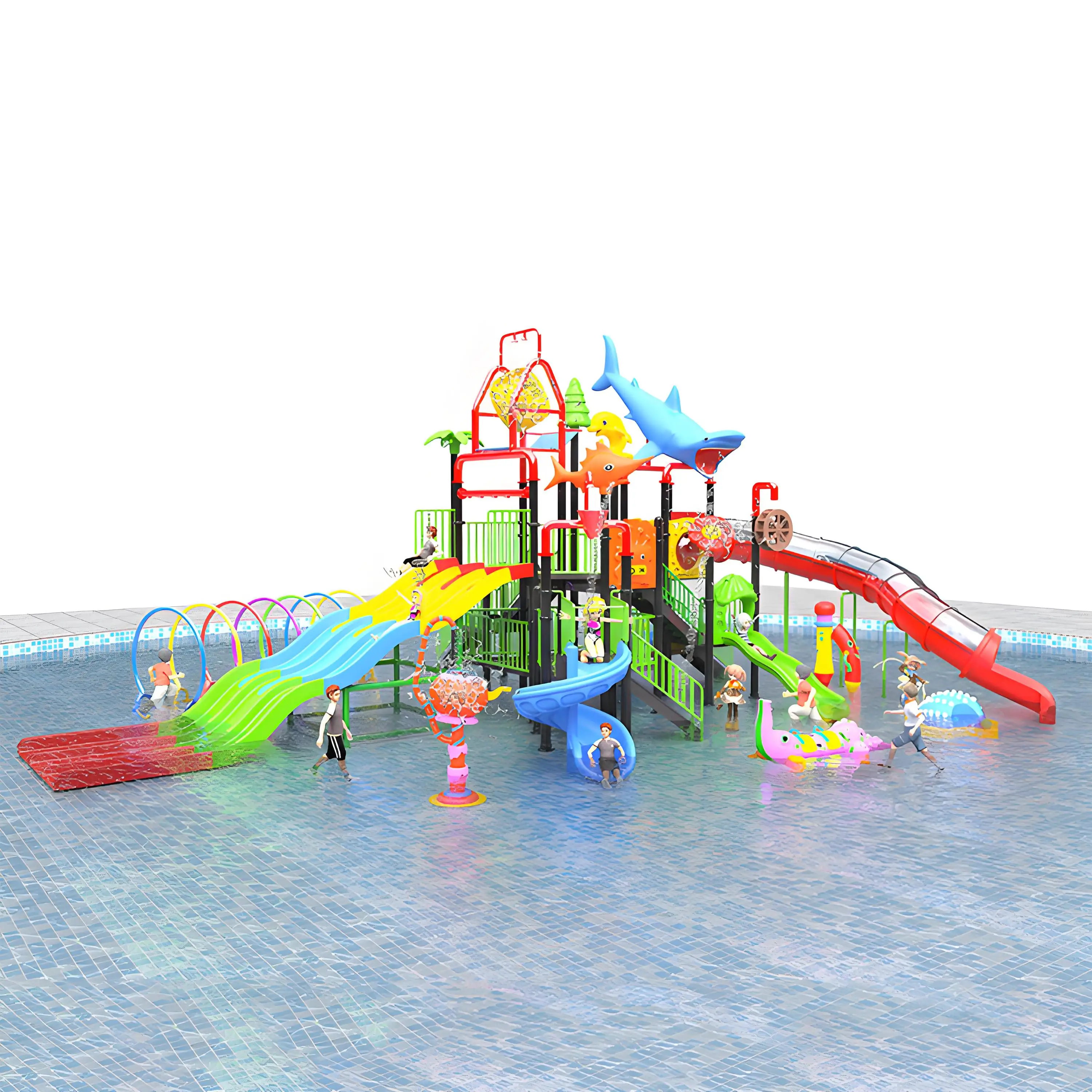 Custom Plastic Playhouse Pool Equipment Kids Playground Outdoor Plastic Outdoor Water Slide Commercial With Pool