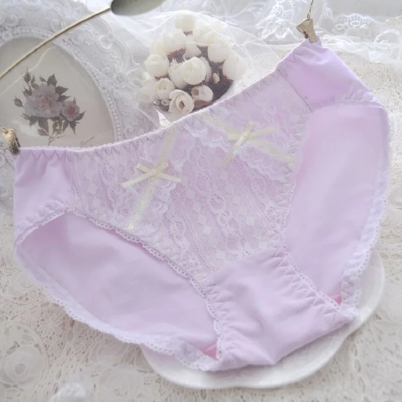 Girls Summer Pure Cotton Micro Seersucker Princess Sexy Maidens Panties Soft Transparent Knicker Mid-Waisted Naughty Cute Briefs