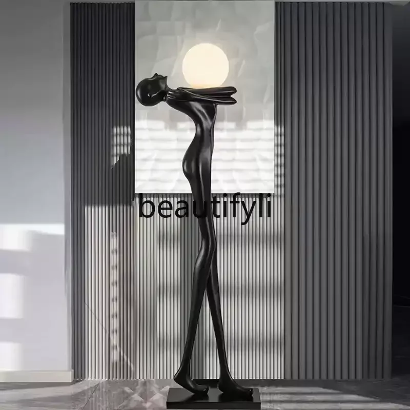 Creative decorative arts figure sculpture large self-improvement floor lamp ornament