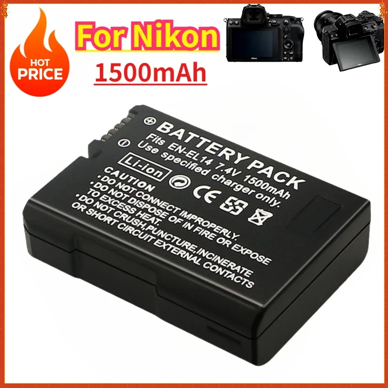 

EN-EL14A EN-EL14 EL14 Camera Battery for Nikon D3100 D3200 D3300 D3400 D3500 D5600 D5100 D5200 P7000 P7100 P7800 P7700 1500mah