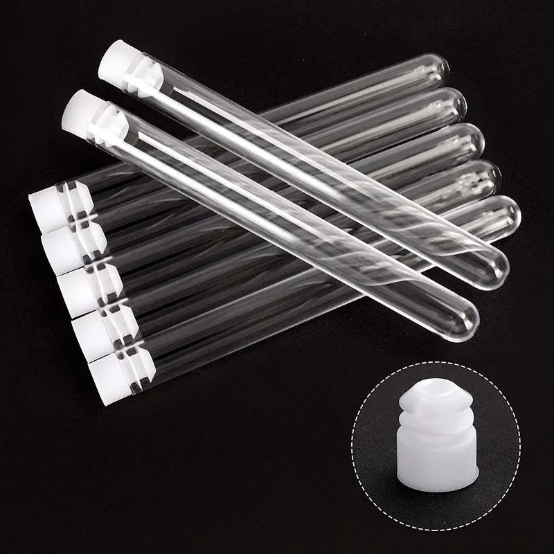 30 Pack Plastic Tubes with Caps, 16x150mm(20ml) Plastic Test Tubes for Lash Wands, Party Supplies, Scientific Experiments