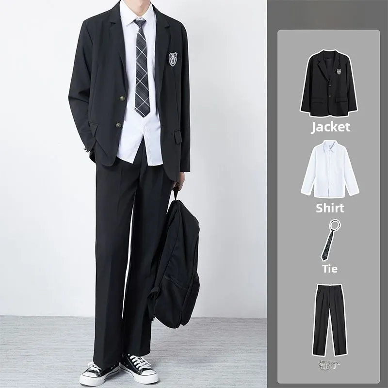 

Casual Style Men's Uniform Suit Jacket Spring Autumn Loose Fit Stylish Polyester Fiber Two Button Single Row Buttoning