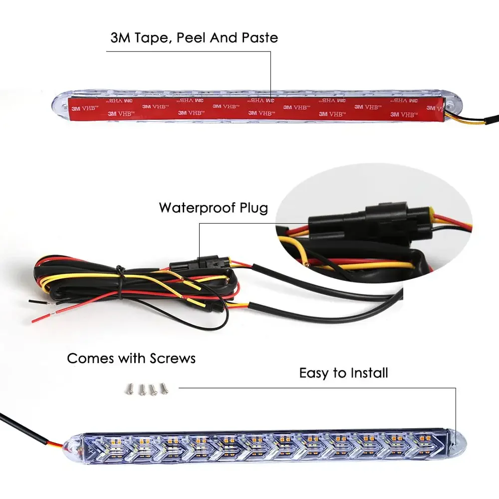 LED Daytime Running Light Auto Decorated DRL Turn Signal Yellow White Bumper Driving Lamp Daylights Front Lamp Car Accessories