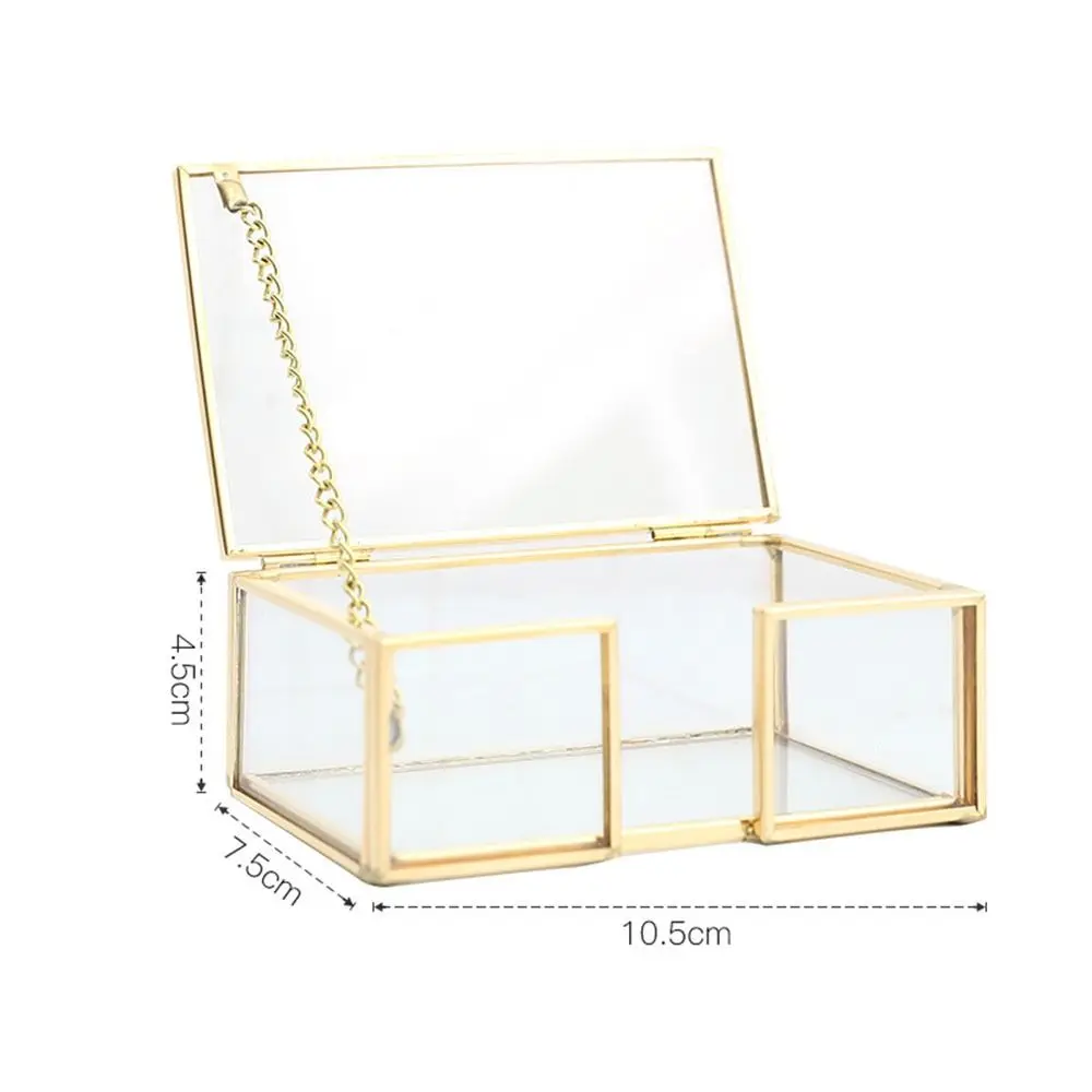 Metal Glass Business Card Holder Stand Professional Durable Vintage Clear Golden Edge Holder Elegant Business Card Organizer