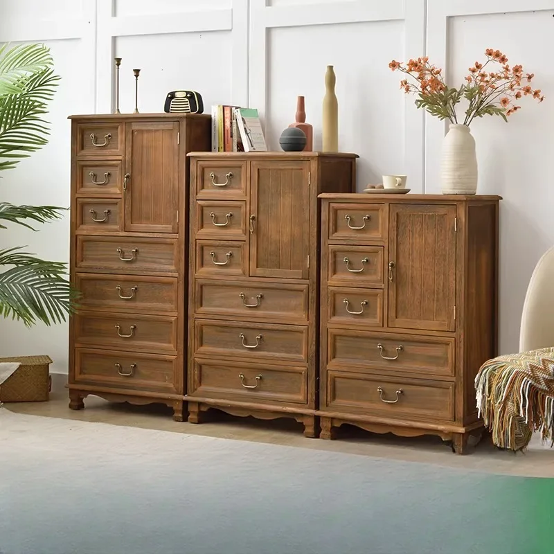 

Американский комод из массива дерева, простой ретро-шкаф с ящиками, шкаф для хранения в гостиной, тумба, шкаф для хранения, шкаф для мелочей