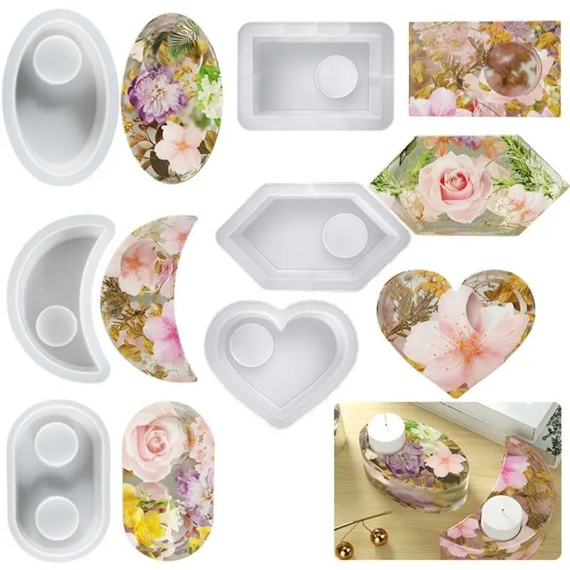 J78F فريد الشمعدان الراتنج قالب Tealight شمعة حامل الراتنج سيليكون قوالب DIY شمعة لحالة الايبوكسي الراتنج الصب العفن