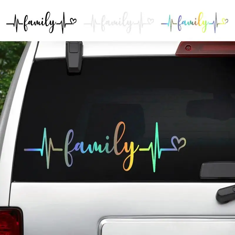 Stick Family Car Decals Family Heartbeat Car Window Decal Die Cut Stickers Exquisite Family Bumper Decal Auto Decor Car Body