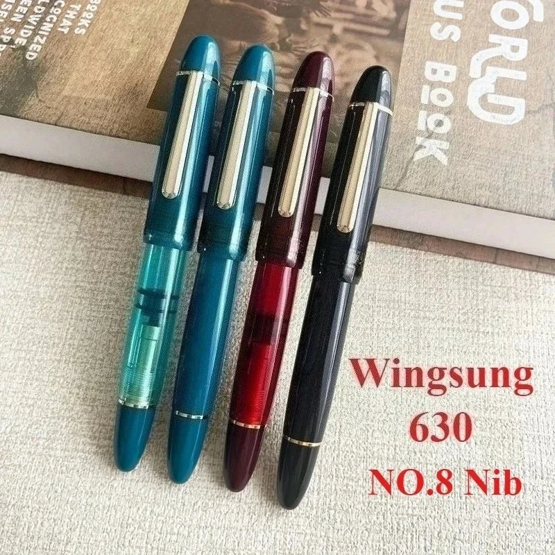 New WingSung 630 Brief Resin Gold Clip Pen Fountain Pens Iraurita No.8 F Nib 0.5~0.7mm Nib Piston Stationery Business Gifts Wri