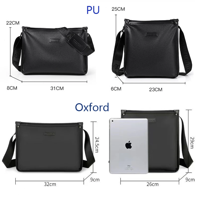 Tas Bahu PU Kasual Pria Baru Tas Selempang Komuter Oxford Trendi Vertikal Tas Kurir Kerja Bisnis Sederhana Modis