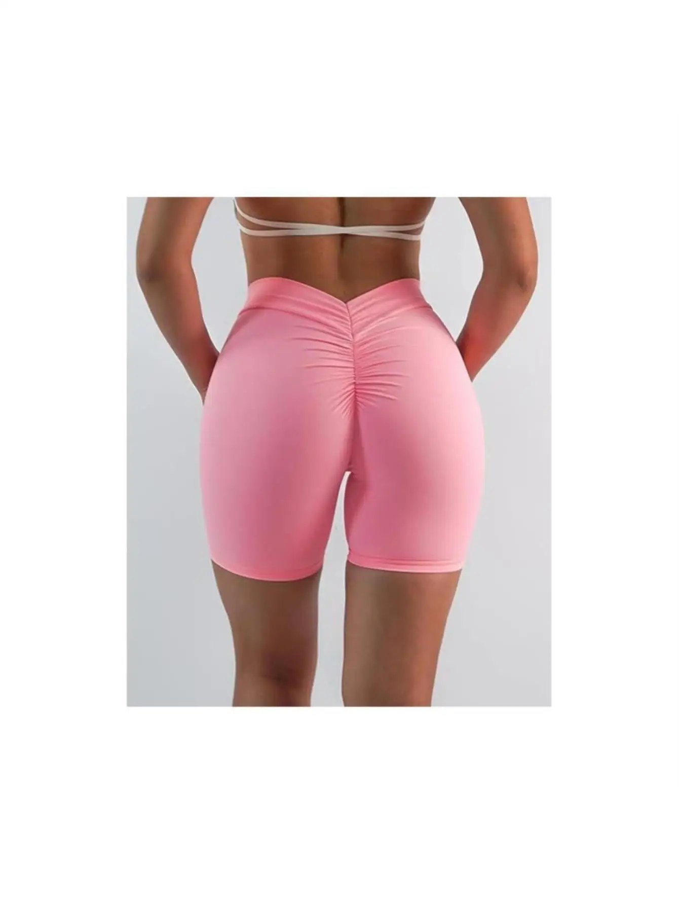 Womens Gym Scrunch Butt Lifting Workout Shorts High Waisted V Back Yoga Booty Biker Shorts