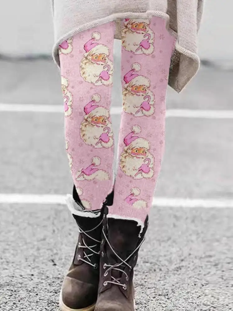 クリスマスツリープリント女性用レギンス春と秋原宿Y2Kスタイルロールプレイングソックスカジュアル女性レギンス