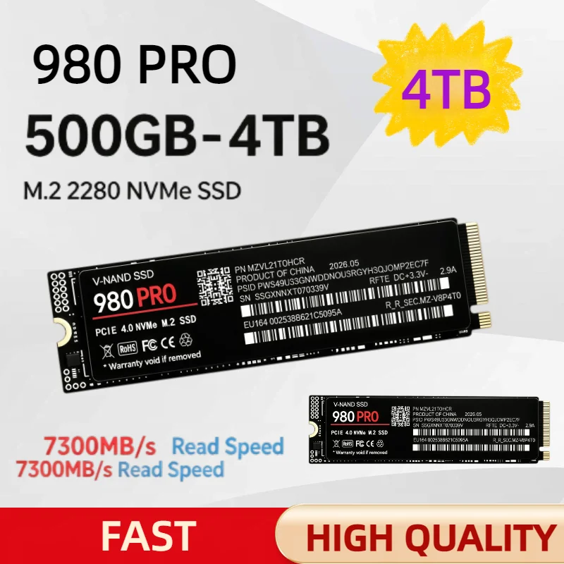 980 PRO High Speed PCIe4.0 x4 M.2 2280 NVMe TLC 3D Internal SSD 1TB 2TB 4TB 8TB Storage Upgrade Disk For PS5 Gaming Desktop Note
