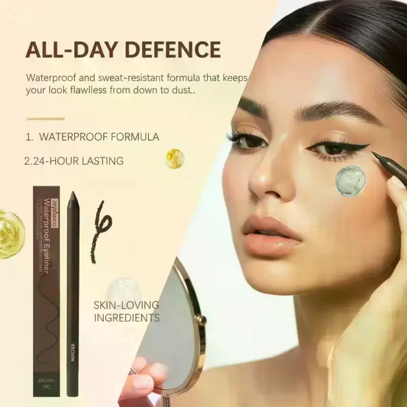 Waterproof Brown Eyeliner Pen Colorfast Long Lasting Anti Smudge Quick Drying Sweat Resistant Smooth Portable Eye Liner Pen