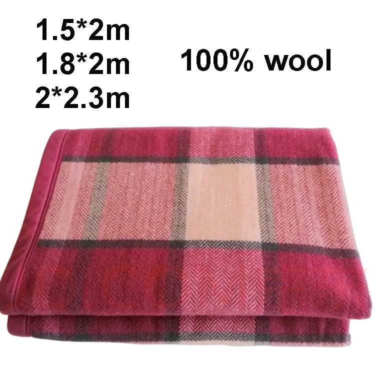 100% Fine Wool Blanket 1.5*2/1.8*2/2*2.3m Warm Comforter Red Wool Blanket Winter Adult Children Camping Sofa Dormitory Bedding
