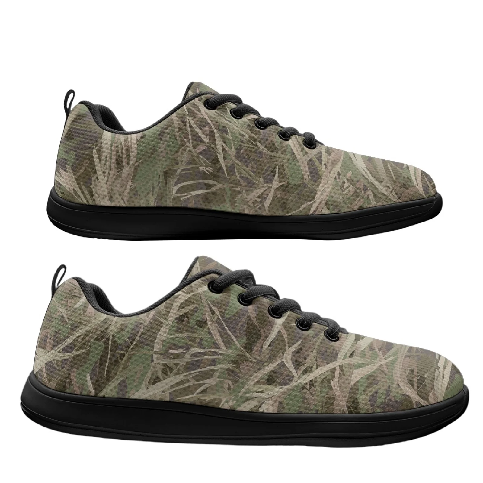 PENSTROLL Non Slip Sport Shoes Lace-Up Barefoot Shoes for Business Men Green Grass Camo