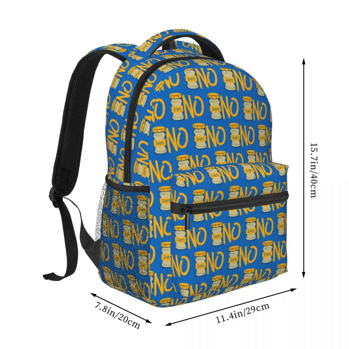 Zero Sugar To Be A Healthy Person Backpack Student BookBag Children School Bag Computer Shoulder Bags for Men Women