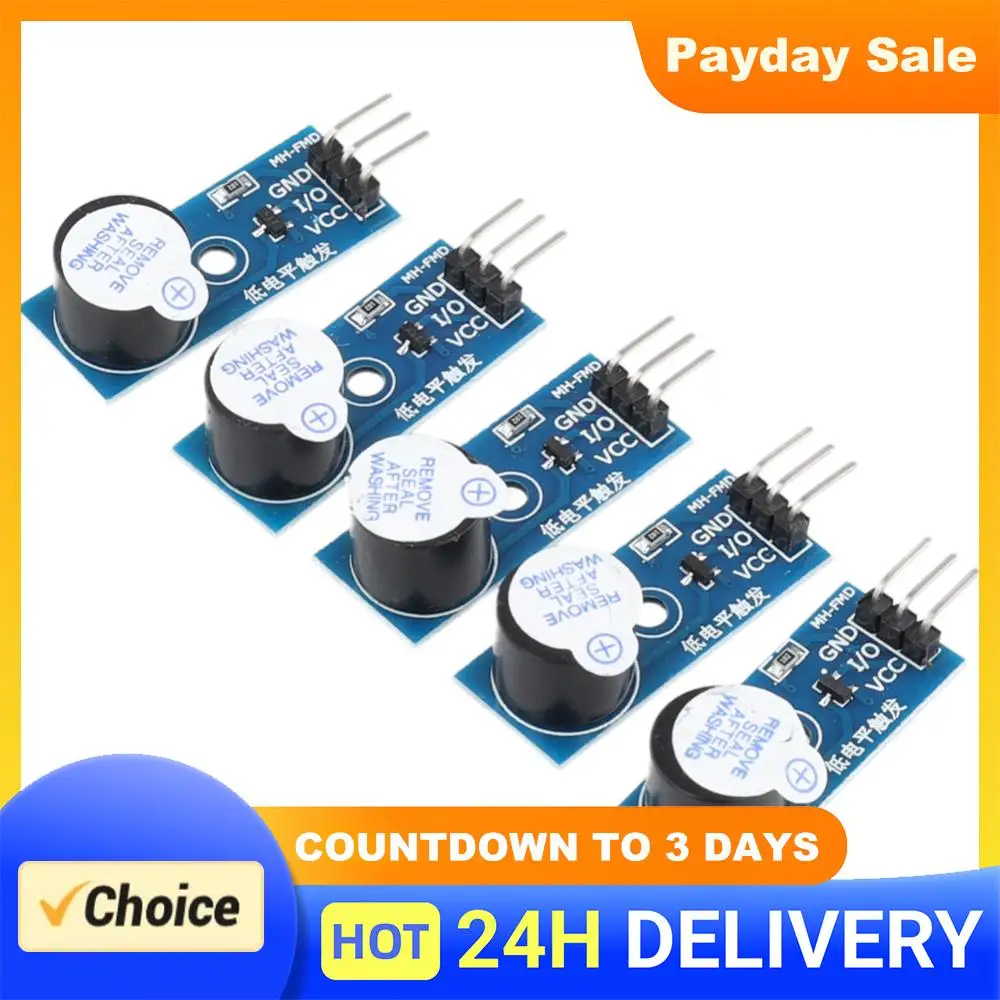 5PCS Active Buzzer Low Level Modules 3.3V-5V Buzzer Alarm Beeper Module 3 Pin Buzzer Alarm Module Electronic Component