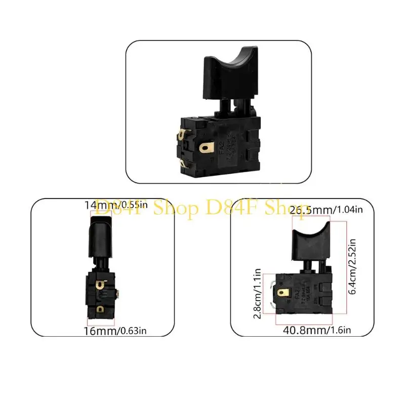 D84F Convenient 64x40.8x16mm Black Plastic Switches Tool Accessory Switches Produced For Powerful Battery Powered Blowers