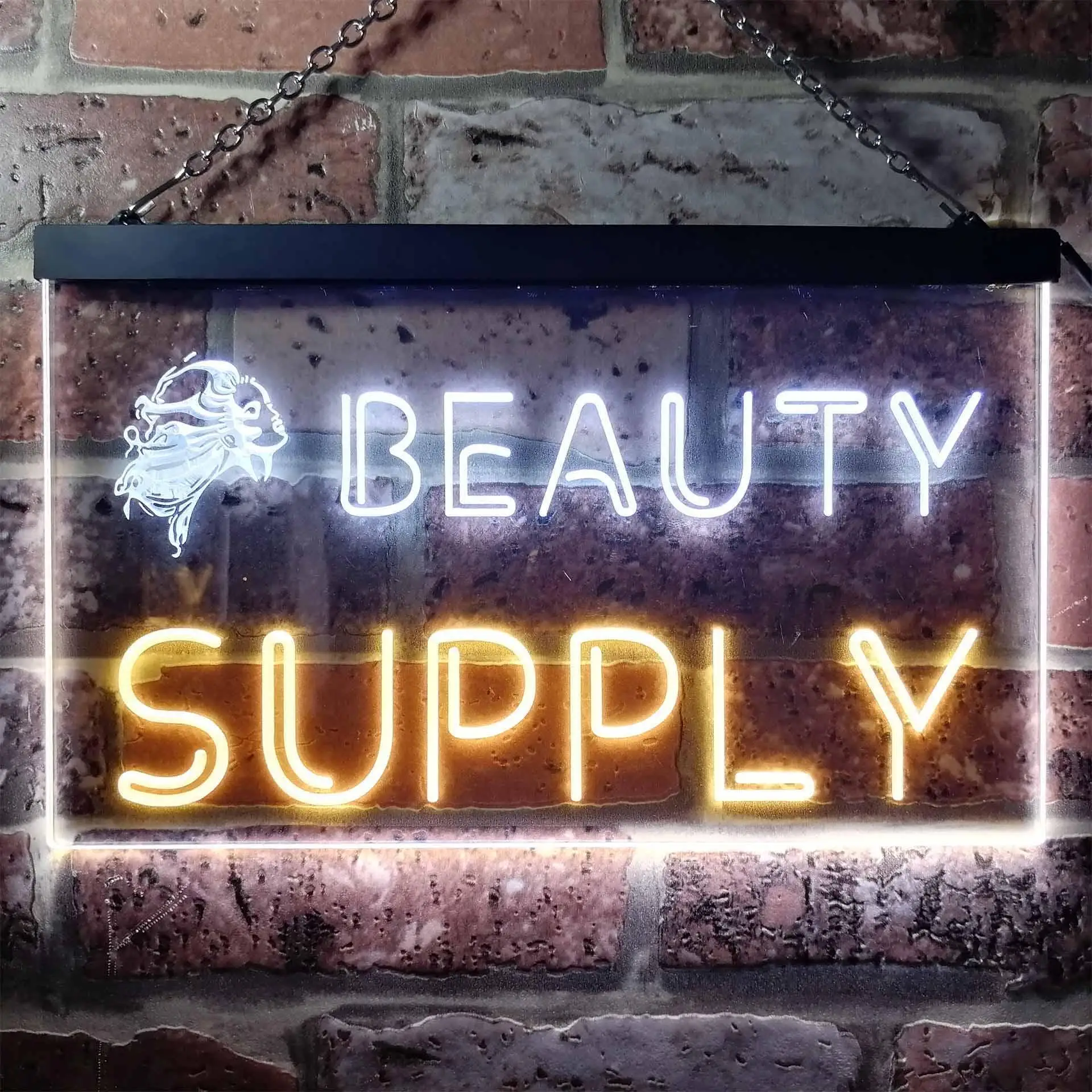 BEAUTY SUPPLY. with Pretty Hair Dual Color Led Neon Sign st6-i0057