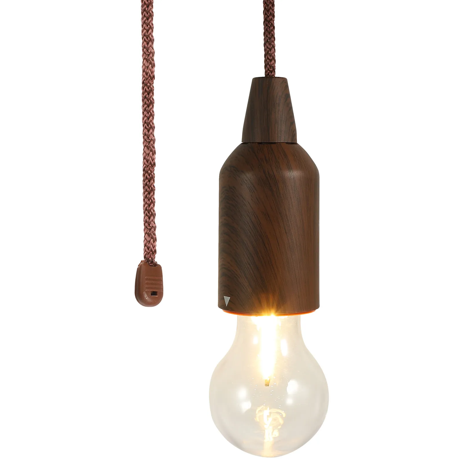 Retro Ball Shaped Light Bulb Battery Operated Hanging Pull String Lamp for Outdoor Camping Tent Travel Party Decorative