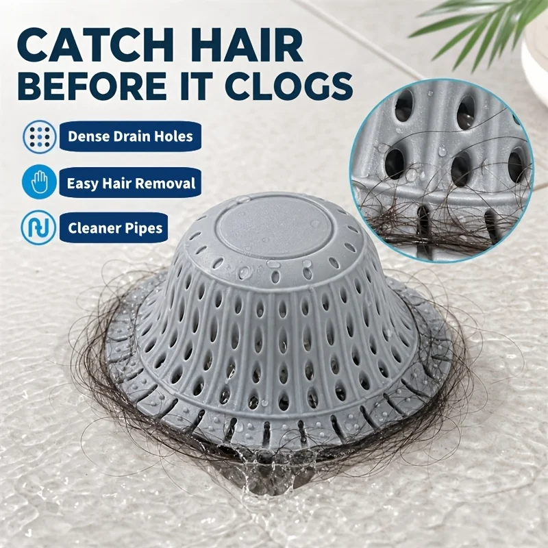 Silicone Foldable Hair Catcher, Bathtub Drain Plug, Shower Hair Collector for Sinks & Tubs, Bathroom Accessory