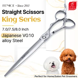 Fenice 7.0/7.5/8.0 Inch JP VG10 Steel Pet Grooming Straight Scissors Bearing Screw Sharp Cutting Shears for Professional Groomer