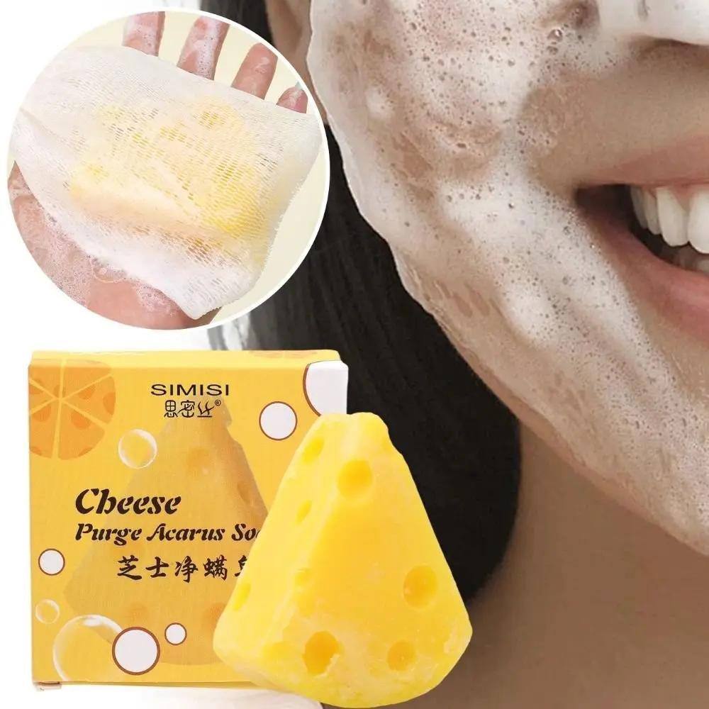 Fashion Cheese Mite Removal Soap Removal Blackheads with Bubble Net Face WashSoap Triangle Bath Soap