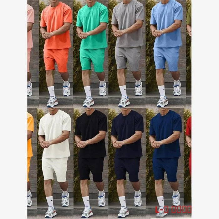 

Летний мужской повседневный спортивный костюм-двойка 2024: удобный, дышащий комплект из футболки и шорт для молодежи