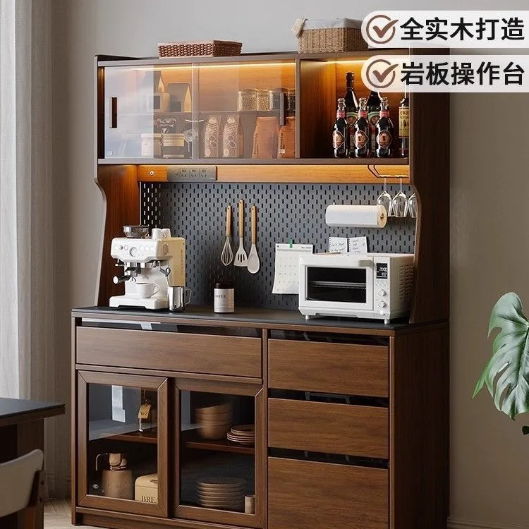 Solid wood oak dining side cabinet wine tea cabinet integrated restaurant small apartment tea household kitchen