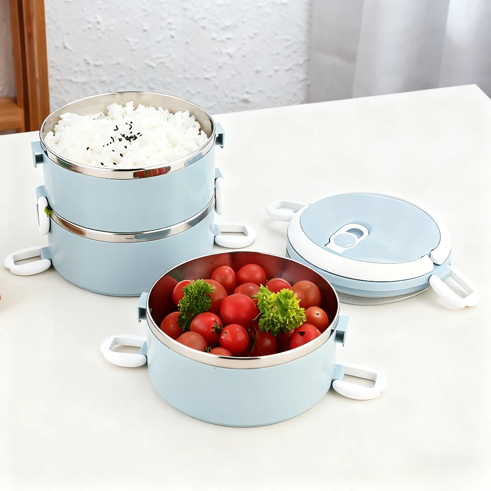 Tragbare Thermo-Lunchbox aus Edelstahl, Schichtung, Frische, Konservierung, Salat, Obst, Lebensmittelbehälter, Box für das Schulbüro