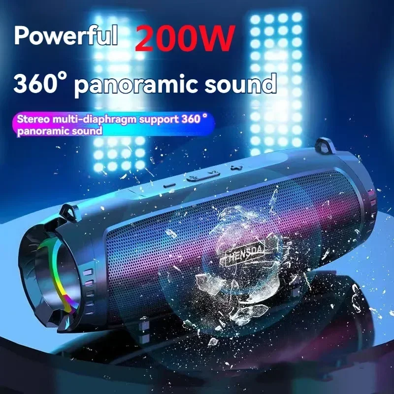 Alto-falante Bluetooth sem fio multifuncional, mini alto-falantes, portátil, caixa de som de alta potência, luz colorida RGB, subwoofer com rádio FM