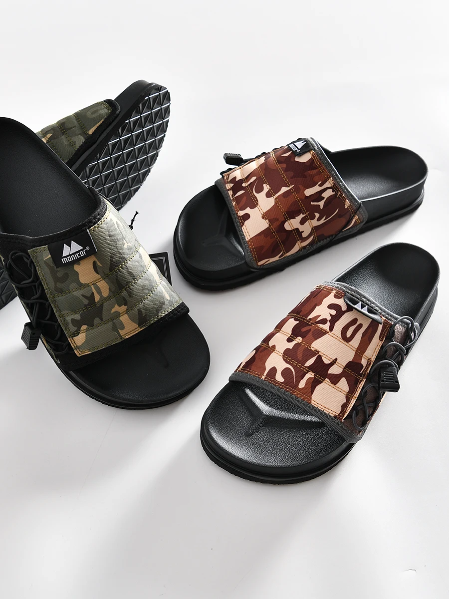 

Comfortable Lightweight Men's Summer Casual Beach Shoes Slip-On Home Outdoor Rubber Bottom Breathable Fabric Upper Sandals