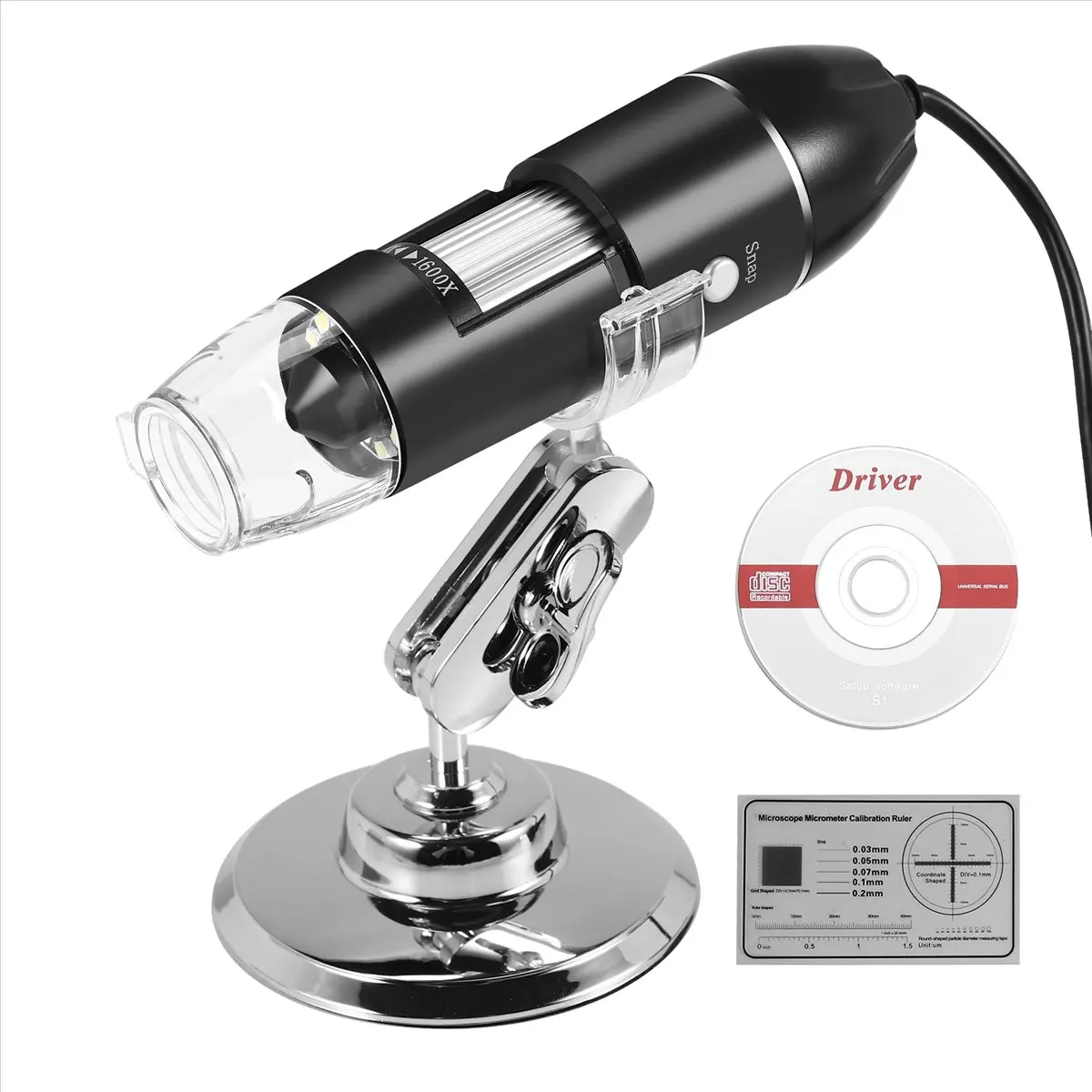 DT38 3 in 1 USB Digital Microscope, Endoscopic Camera, Adjustable Magnification with PC Bracket, 1600X