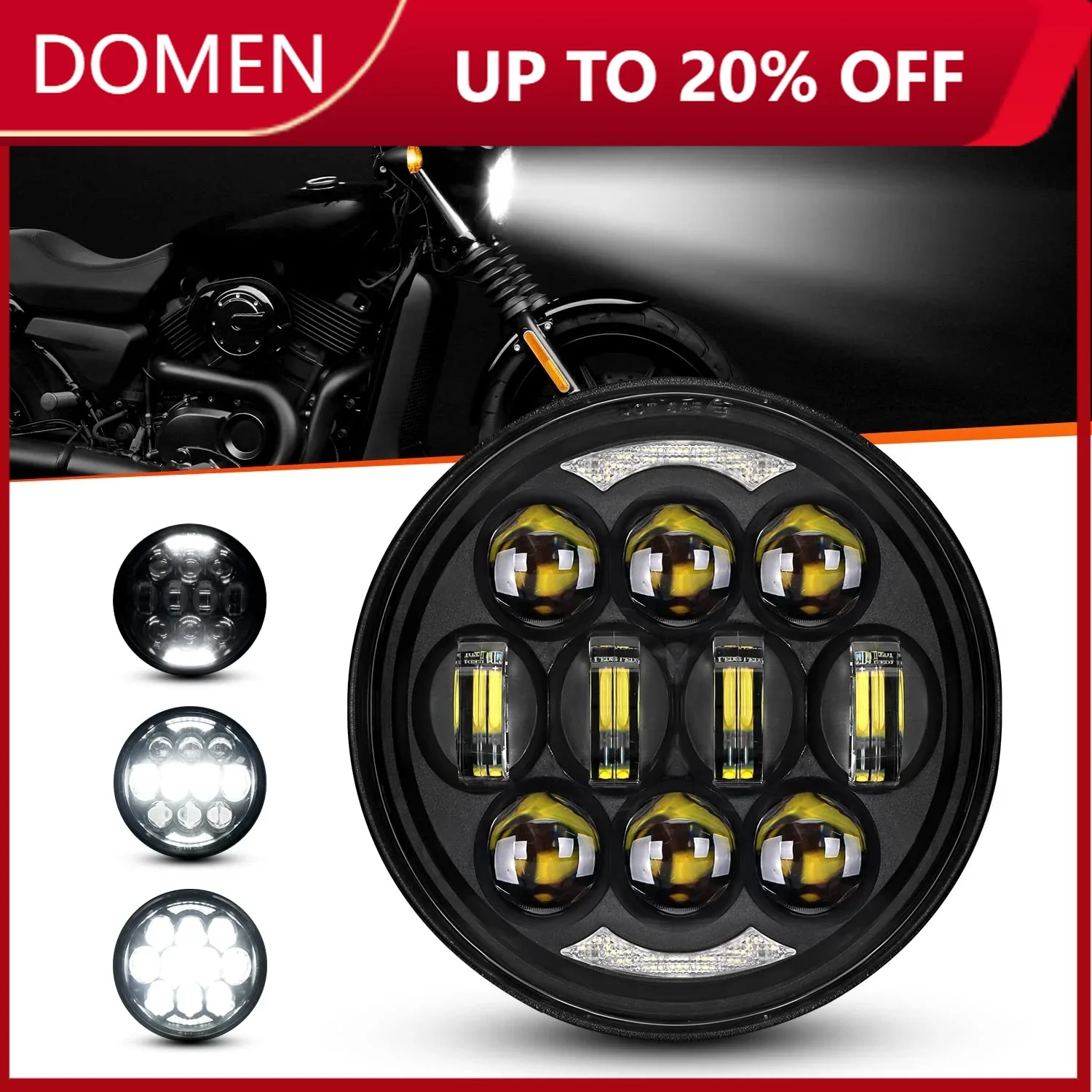 

Круглая светодиодная проекционная фара 80 Вт 5-3/4 дюйма 5,75 дюйма для Harley Dyna Street Bob Super Wide Glide Low Rider Super Bright DOT Approved