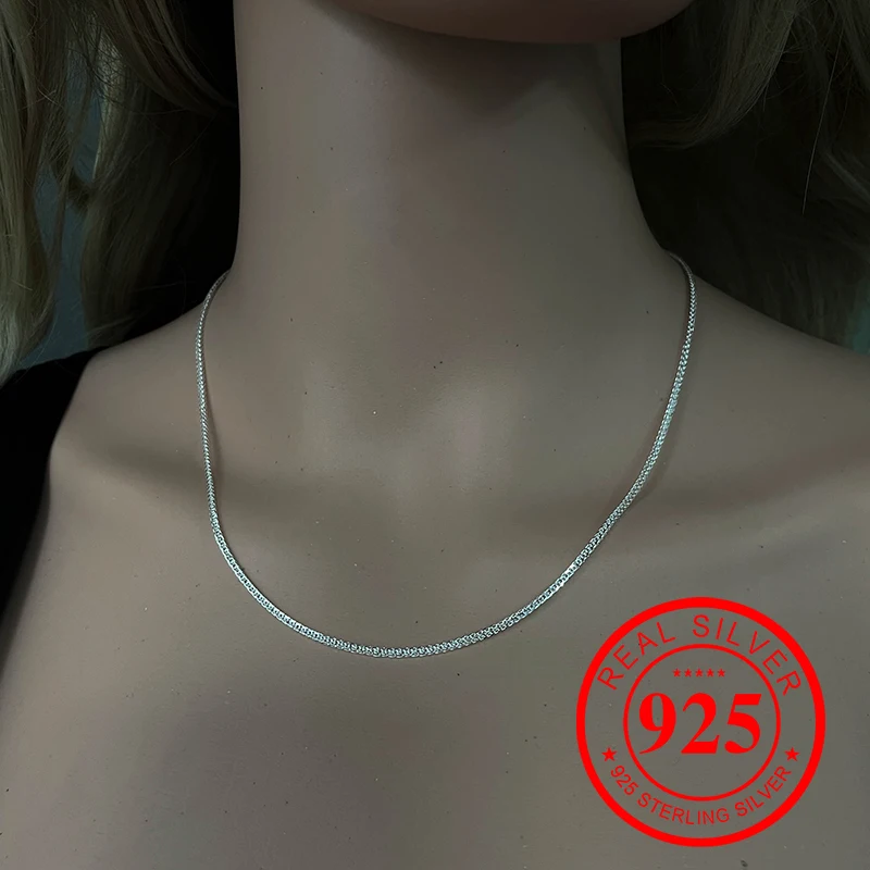 40-50cm 1.5mm Real Bright Silver 925 Sterling Silver Gold Color Chopin Chain Necklace Women Mens Italy Jewelry Kolye Ketting