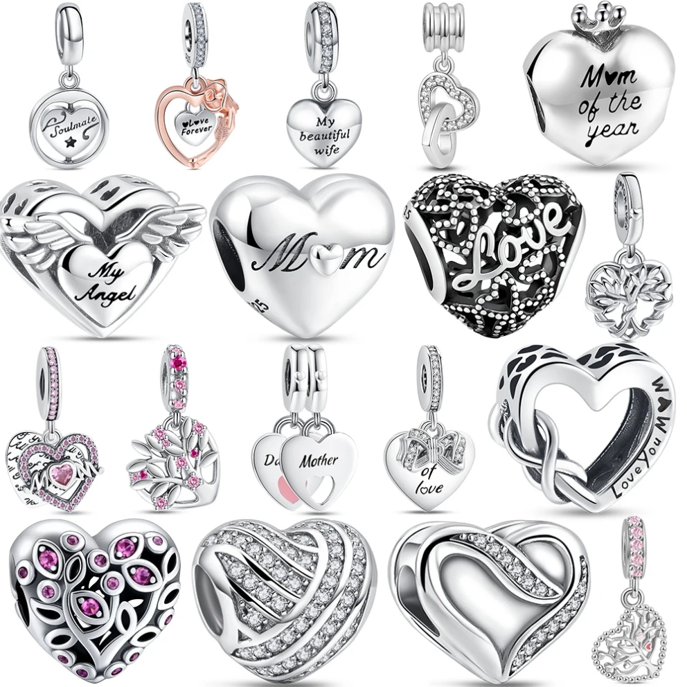 2026 Neu 925 Sterling Silber Original Anhänger Ausgehöhltes Herz Perle DIY Charms Armband Zubehör Überraschungsschmuck Damen Geschenk