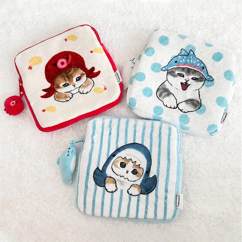 Authentic Mofusand Plush Toy Wallet Cartoon Animal Cute Plush Card Bag Coin Earphones Key Lipstick Girl'S Zero Wallet