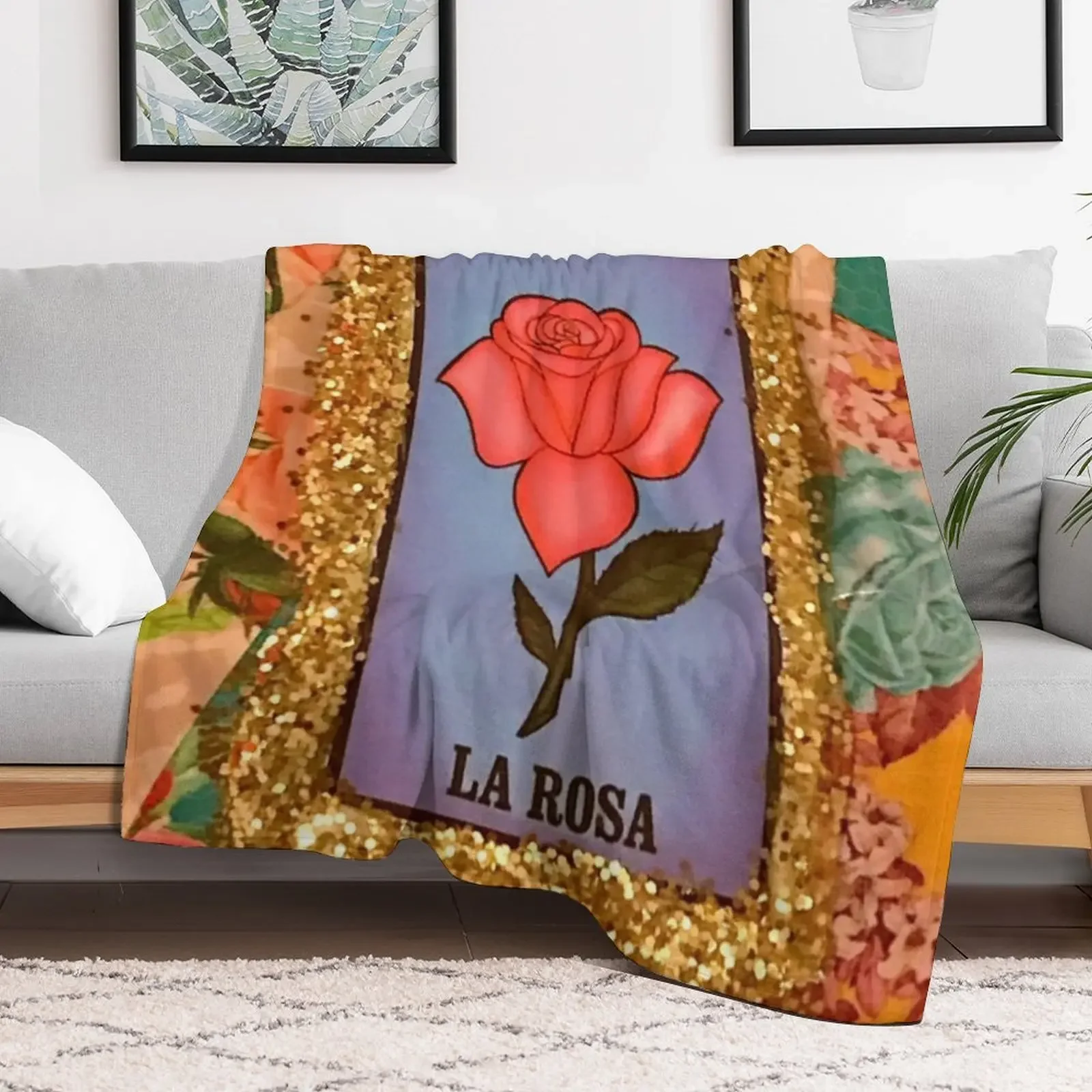 Mexican Bingo La Rosa Throw Blanket Soft Solid Color Blanket for Couch Bed