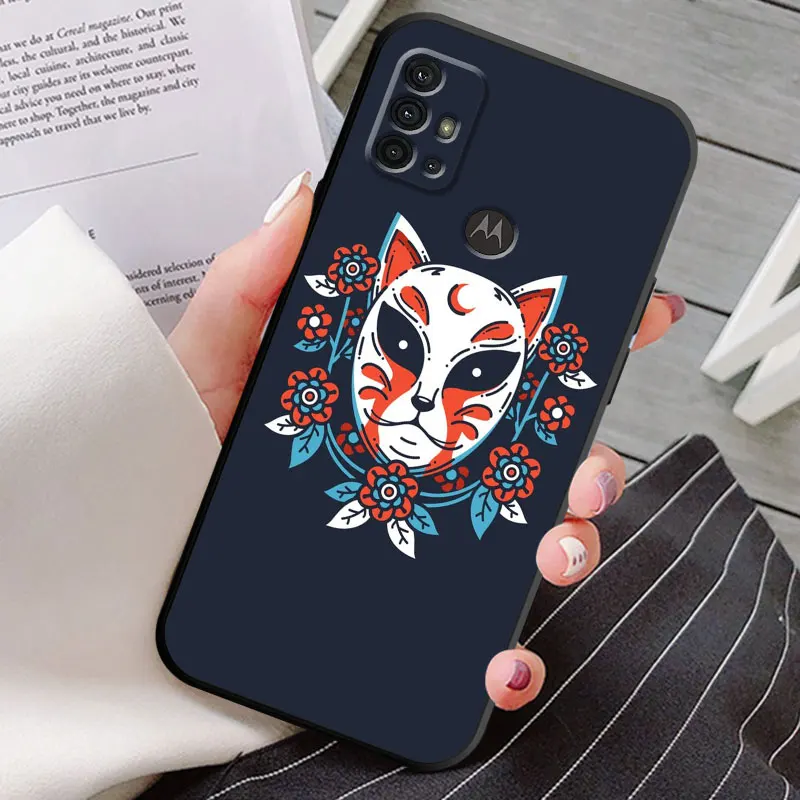 Samurai Oni Mask Case for Motorola Moto G60 G9 Power Lite G31 G32 G200 G52 G72 G50 G30 G51 G71 5G G22 Cover TPU Soft