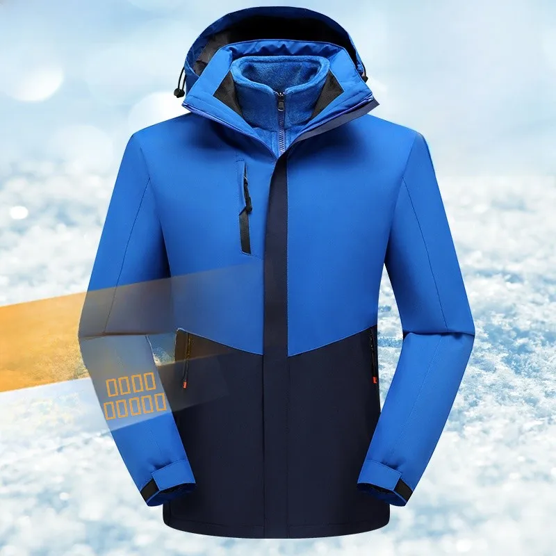 

ex Windproof Jaet Tee-in-One Fce Lined Thi Workwear Removable Two-Piece Set Spring Casual Polyester Fiber