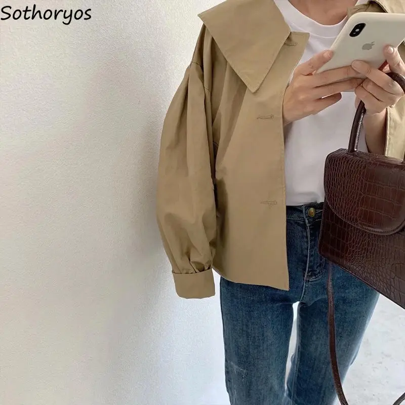

Куртки цвета хаки, женские свободные офисные женские винтажные пальто Ulzzang с длинными рукавами, модная уличная одежда, универсальная шикарная одежда