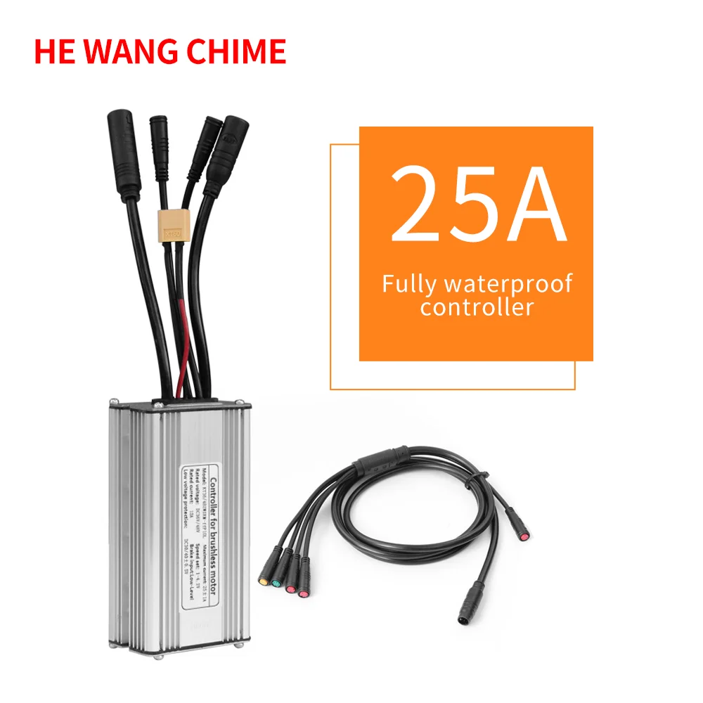 

Бесщеточный синусоидальный контроллер 25А, 36/48 В, 500/750 Вт, с водонепроницаемыми разъемами и световой проводкой, подходит для модификации электронного велосипеда