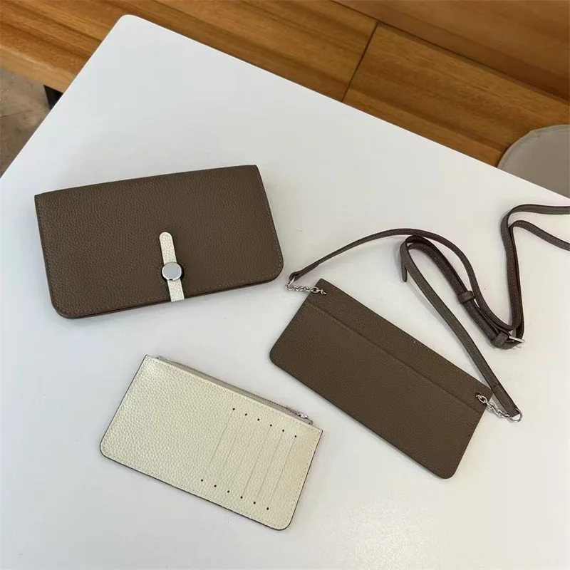 2026 New Large Capacity Long Women's Wallet Top Layer Soft Leather Simple Handbag Litchi Pattern Wallet For Women