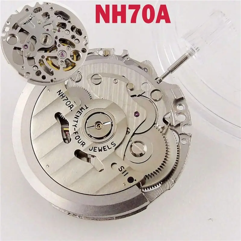 A98E-5X Japan NH70/NH70A Hollow Automatic Watch Movement 21600 BPH 24 Jewels High Accuracy Fit For Mechanical Watches