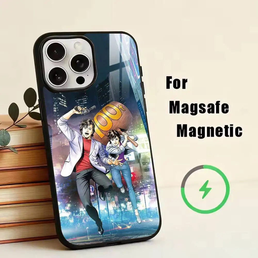Retro C-City Hunter Comic  Phone Case For iPhone17,16,15,14,13,12,11 Plus,Pro Magnetic For Magsafe Wireless Charging