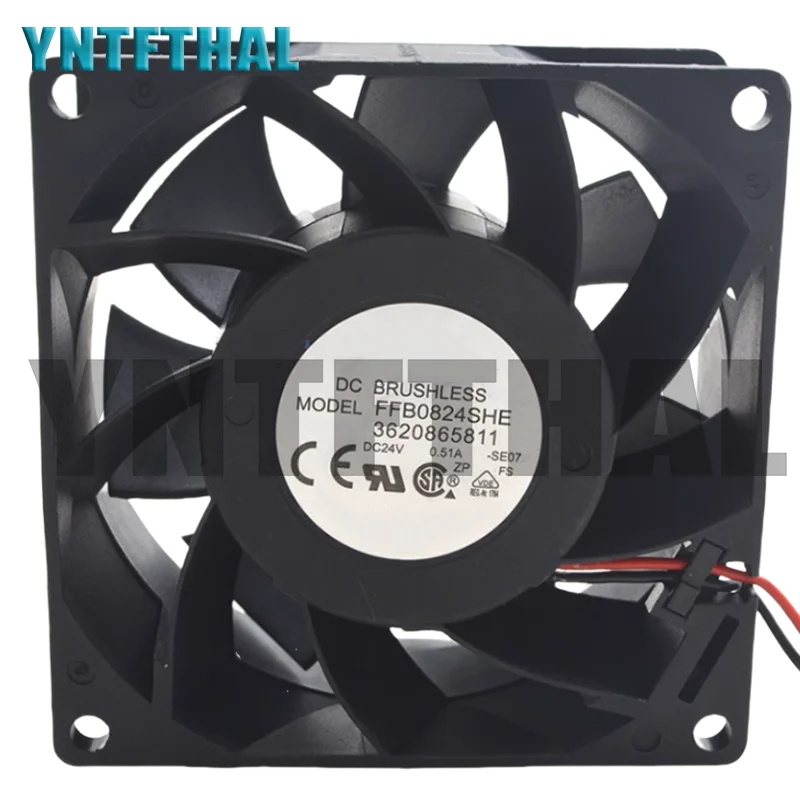 مروحة تبريد جديدة FFB0824SHE 24V 0.51A 2 سلك